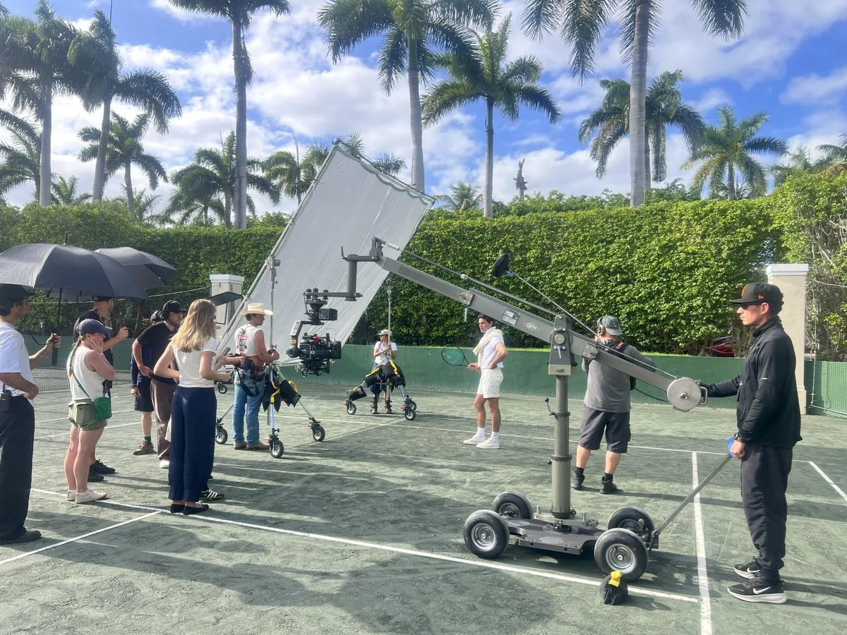 Camera crane on a film set