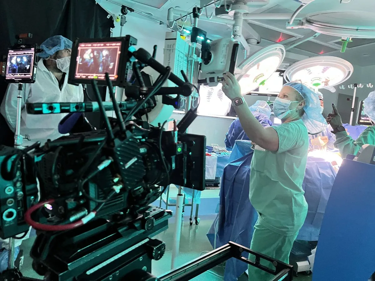 Lit medical set built for a shoot