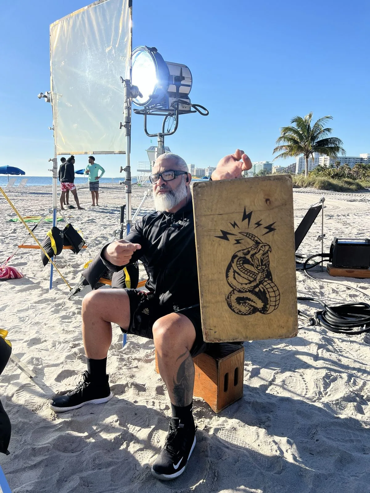 Apple box on a beach set