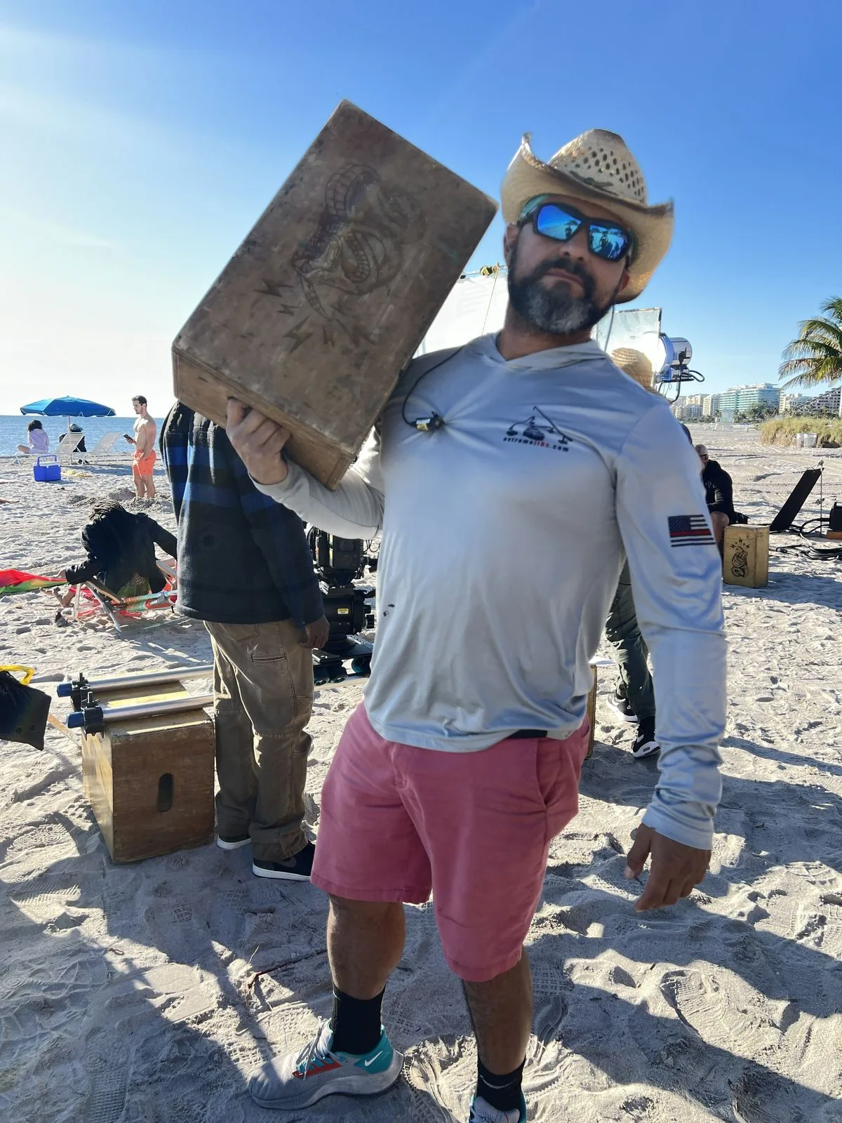 Apple box carried to the next setup